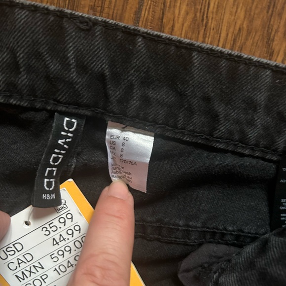 H & M 90s Baggy Jeans High Waist Black Size 8 - Picture 5 of 8